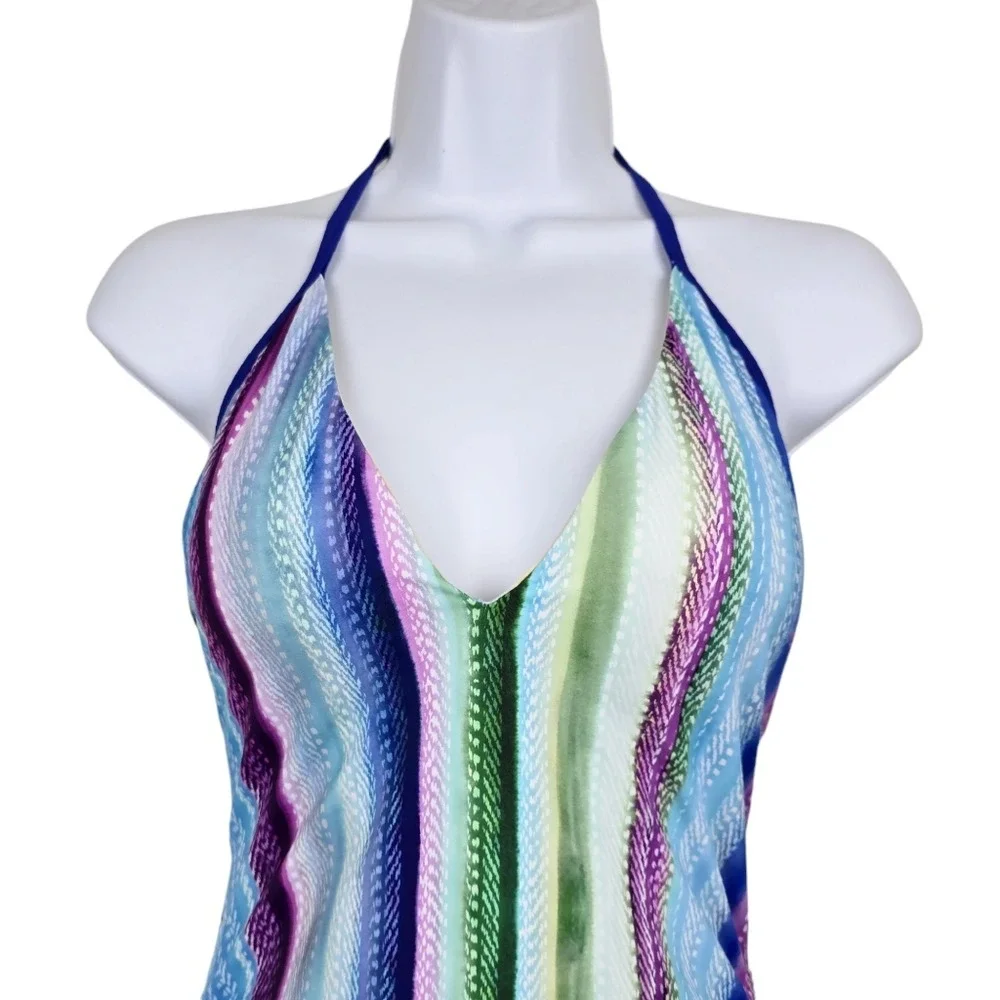 Swimsuits For All Womens Multicolor Halter Neck One Piece Swimsuit Size 4 NWT